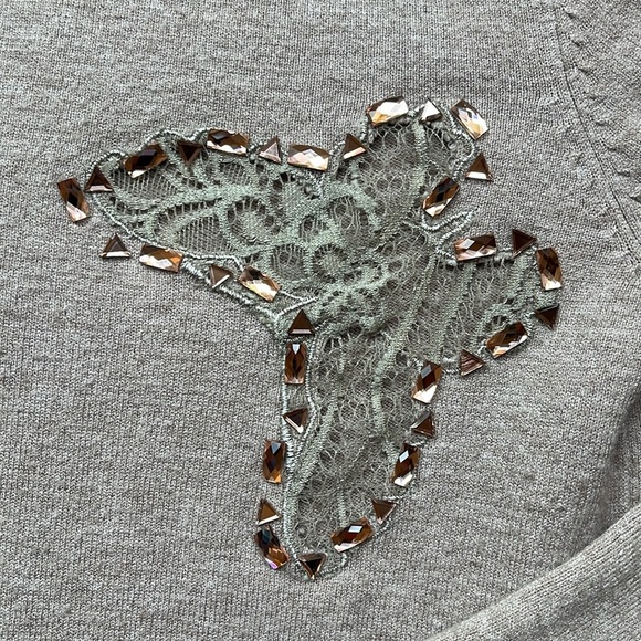 Vintage Lace Sweater with rhinestone and pearl detailing, Size: S/M - Picture 4 of 17